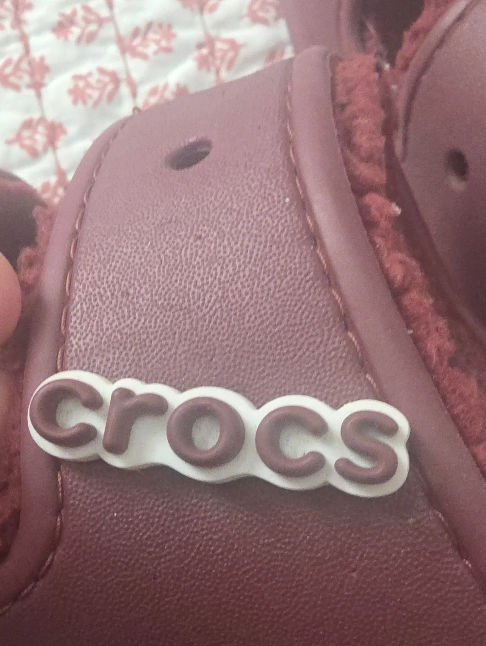CROCS Men's Burgundy Plush-Lined Slip-On Clogs